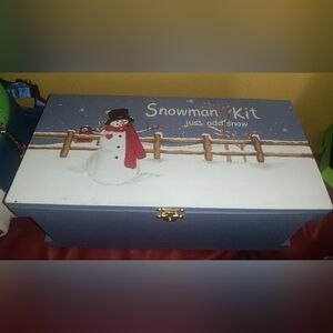 Vintage Wooden Boxed Christmas Snowman Kit Just Add Snow